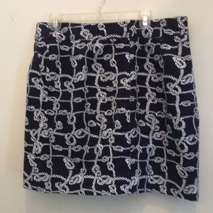 Talbots navy and white rope skirt